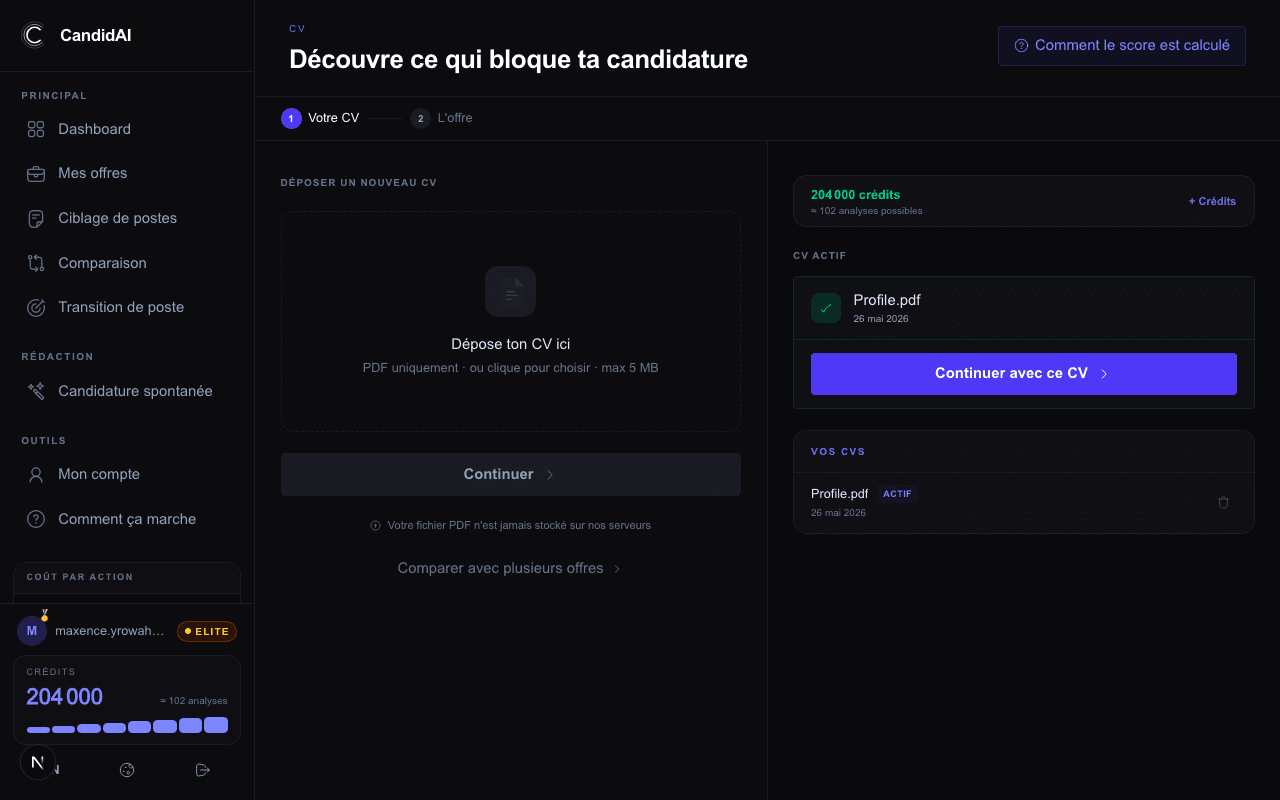Dépôt du CV